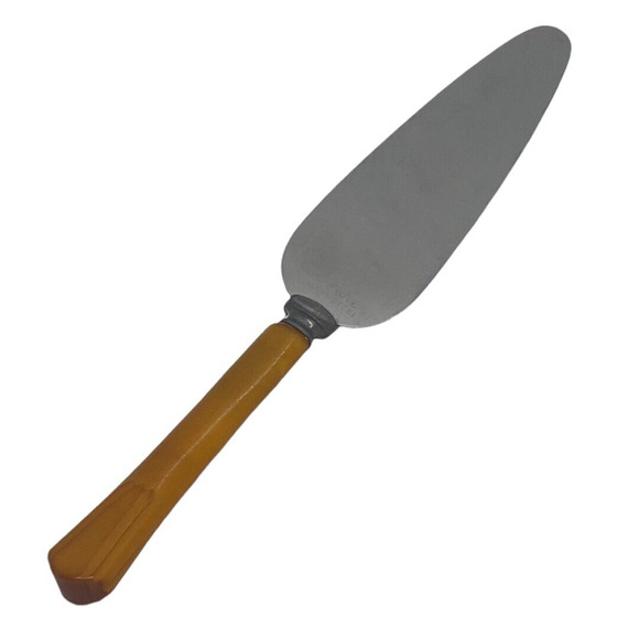 Mid 20th Century Pie Tarte 9 1/4" Server Stainless Steel Blade Celluloid Handle - Picture 2 of 12